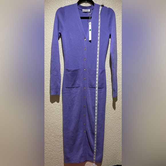 Revolve One Grey Day OGD Ribbed Sweater Dress Long Sleeve, Button Down Purple L - Picture 6 of 8